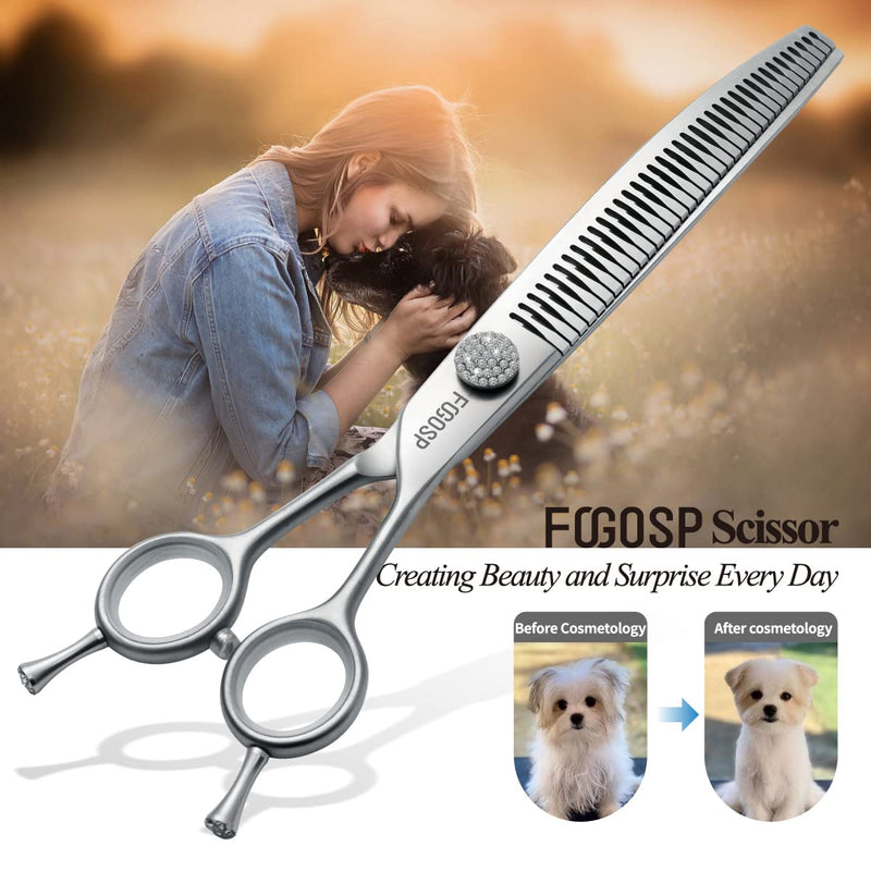 7.5'' Curved Chunkers Shears for Dog Grooming Professional Magic Dog Grooming Scissors with Big Artificial Diamonds 35 Teeth for Large Dog(7.5 in, Curved Chunkers) 7.5 inch - PawsPlanet Australia