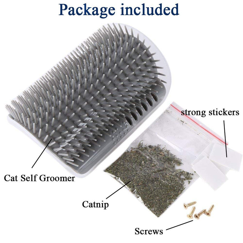 3.0 Softer Cat Self Groomer with Catnip, Dog Cat Corner Groomer,Wall Corner Scratcher Comb,Grooming Massage Brush, Perfect Scratch Massager Tool for Long & Short Fur Kitten/Puppy (1 Pack) 3.0 Softer Grey (1 Pack)