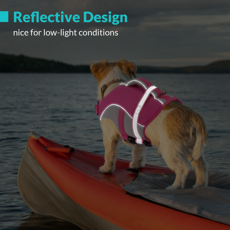 Queenmore Dog Life Vest for Swimming, Adjustable High Visibility Dog Life Jacket with Superior Buoyancy and Rescue Handle, Pink, M Medium - PawsPlanet Australia
