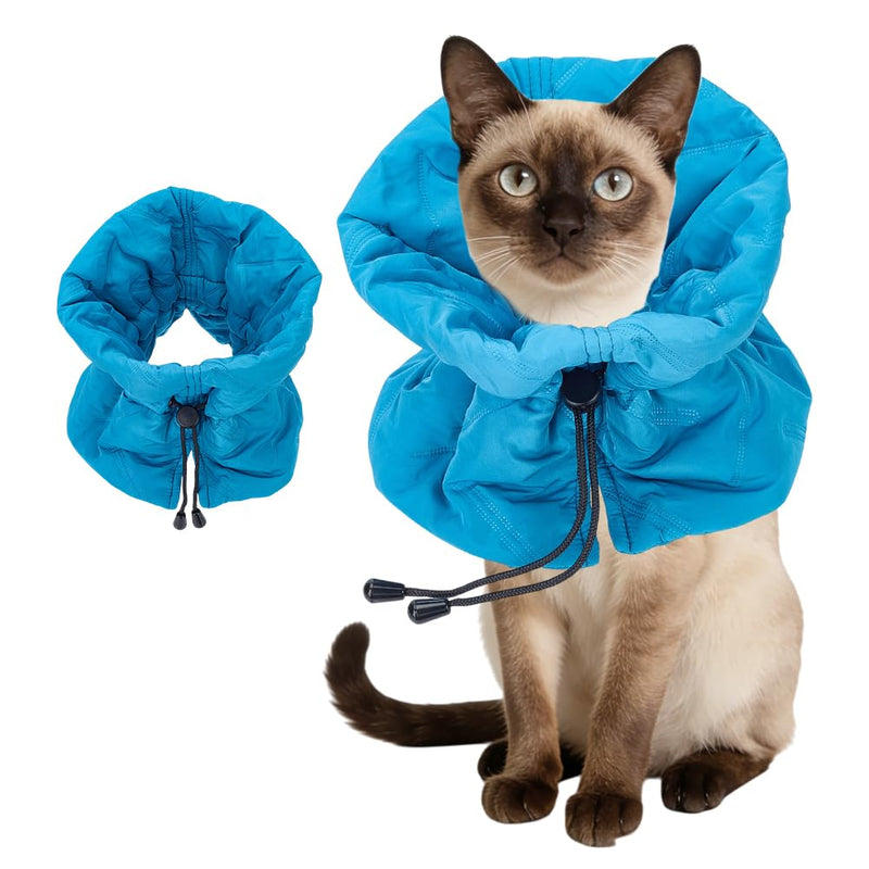 AHANDMAKER Cat Recovery Collar Soft Polyester Adjustable Pet Cone Collar 11in x 8.47in for Cats Kittens Puppies Post-Surgery, Daily Use, Stop Licking, Blue