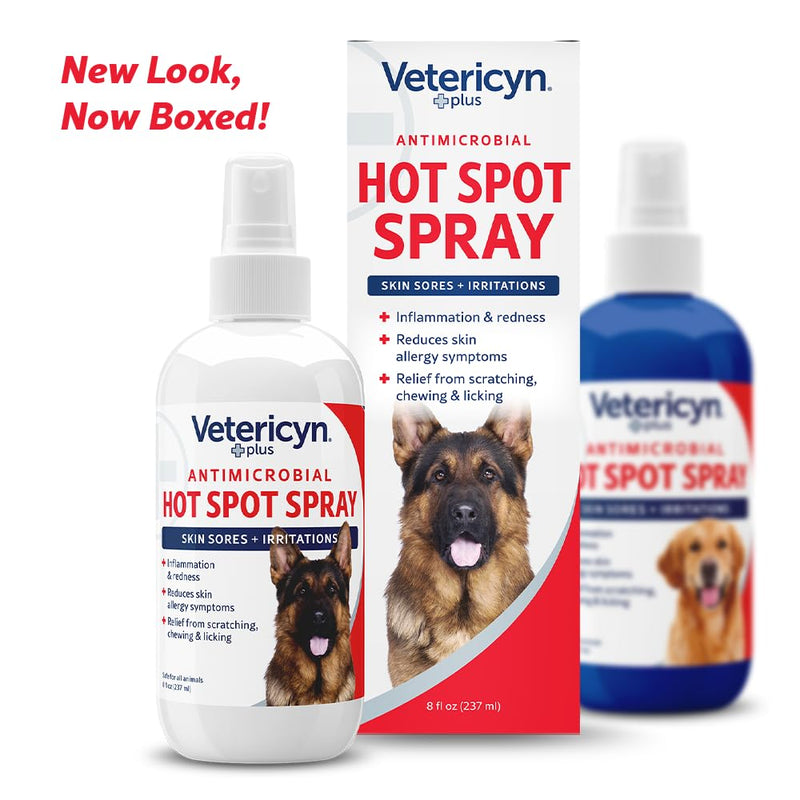 Vetericyn Plus Hot Spot Spray for Dogs Skin Sores and Irritations | Itch Relief for Dogs and Prevents Chewing and Licking at Skin, Safe for All Animals. 8 Ounces 8-Ounce - PawsPlanet Australia