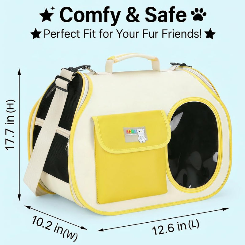 Dog Purse Carrier for Small Dogs-Pet Carrier Purse for Kitty and Puppy Soft Sided Carrier with Breathable Mesh Lightweight Pet Carrier Sling for Outing Travel Vet-Bright Yellow Bright Yellow One Size