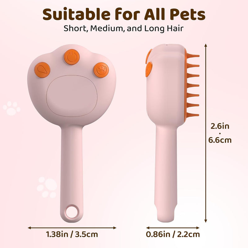 Steam Cat Brush, 6-in-1 Dog Brush Spritz Defur Comb with Pet Waterless Shampoo, Steamy Skin Friendly Deshedding Grooming Tool, Suitable for Shedding & Haired Pets, Pet Supplies Accessories, Pink Pink, Shampoo - PawsPlanet Australia