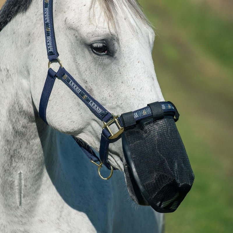 Horze Durable Mesh Nose Cover Fly Mask - Protection Against Flies, Insects, and Dust - Black - Horse