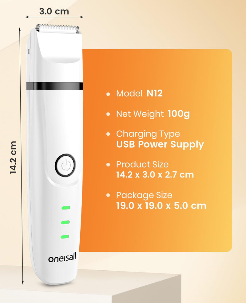 oneisall 3 in 1 Cat Clippers & Dog Paw Trimmer Grooming Kit, Cordless Low Noise Dog Trimmer for Matted Fur, 2-Speed Pet Clippers for Paws, Legs, Face, Hips White - PawsPlanet Australia