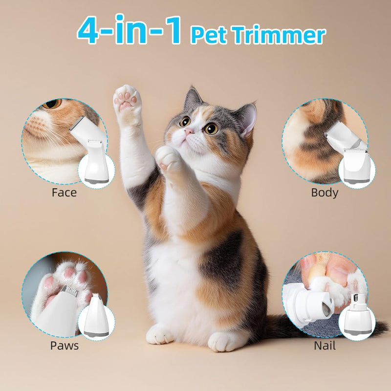 4-in-1 Pet Grooming Kit, Cat Grooming Clippers Kit, Paw Trimmer for Dogs with Pet Shaver Trimmer Nail Grinder, Pet Clipper Hair Trimmers, 4 Guide Combs,USB-C Charging&LED Display, 2 Speed Modes - PawsPlanet Australia