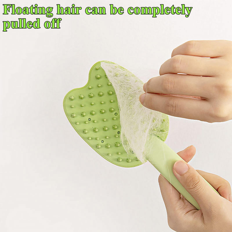 Cat Brush for Shedding Dog Brush Hair Cleaning Comb Bath Massage Tool for Shedding & Grooming, Remove Loose Hair, Cat Shape, Silicone Bristles (Green) Green - PawsPlanet Australia