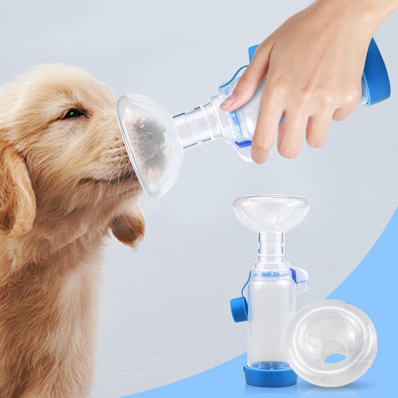 Yuragim Pet Inhaler Spacer with 2 Sizes Masks for Cats Dogs Cat Hand Inhaler Spacer with Indicator, Pet Aerosol Chamber for Home and Outdoor Use