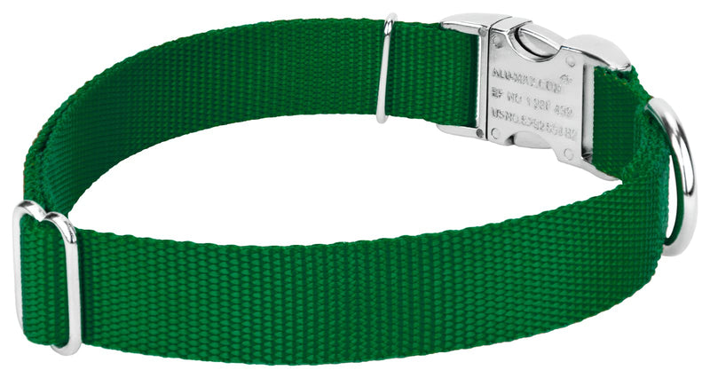 Country Brook Petz Premium Nylon Dog Collar with Metal Buckle for Small Medium Large Breeds - Vibrant 30+ Color Selection (Medium, 3/4 Inch, Christmas Green) Medium (Pack of 1) - PawsPlanet Australia