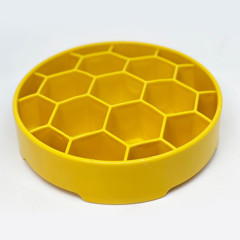 SodaPup Honeycomb Enrichment Bowl – Durable Slow Feeder Bowl Made in USA from Non-Toxic, Pet-Safe, Food Safe Material for Mental Stimulation, Slowing Down Eating, Healthy Digestion, & More One Size eBowl Honeycomb Yellow