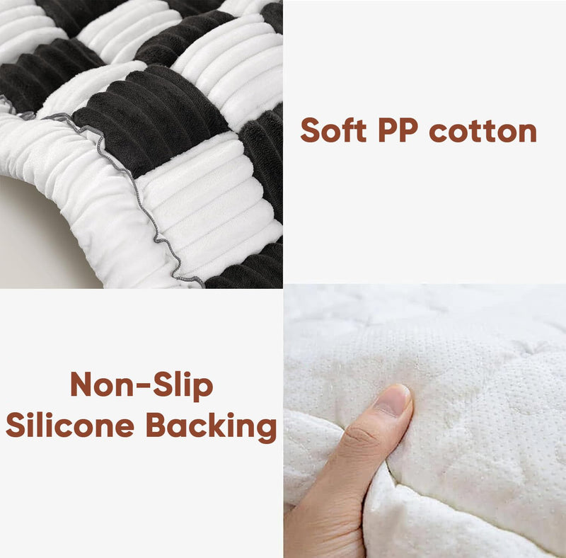 Dog Car Seat Cushion for Carriers & Crates, Pet Travel Mat with Non-Slip Backing, Soft PP Cotton Filled Dog Bed for Car Seats, Hard & Soft Carriers, Pet Crates, Machine Washable (19.6"x19.6") Black&White Medium - PawsPlanet Australia