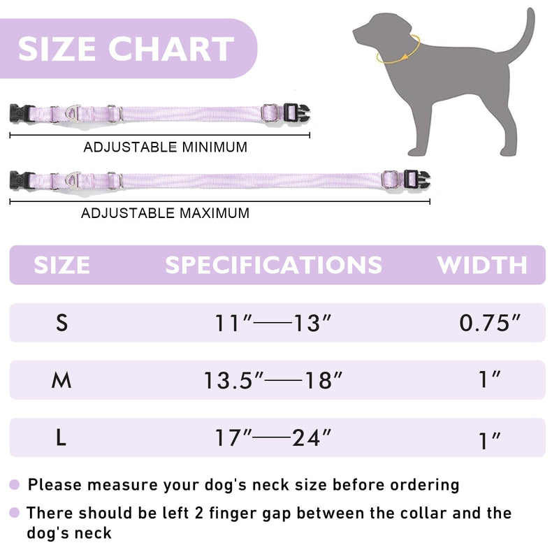 Rttochfy Martingale Dog Collars, Adjustable Nylon Dog Collar with Quick Release Buckle, No Choke Dog Training Collar for Small Medium Large Dogs (Purple, L) Purple - PawsPlanet Australia