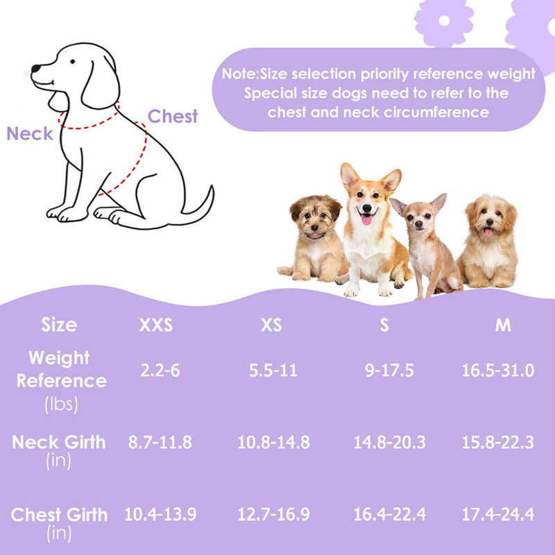 Lukovee Puppy Harness and Leash Set, No Pull Lightweight Soft Suede Adjustable Pet Harness Vest with Snap Buckle for Puppy Small and Medium Size Dog (Purple-XS) X-Small ( 5.5-11lb ) Purple Daisy - PawsPlanet Australia
