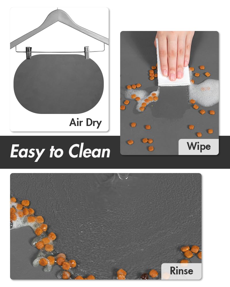 Absorbent Dog Food Mat-Dog Mat for Food and Water Bowl, Quick Dry Pet Food Mat, No Stains Dog Feeding mat, Dog Accessories Pet Supplies Mat-Dog Water Bowl Mat for Messy Drinkers 12"X19" DARKGREY - PawsPlanet Australia