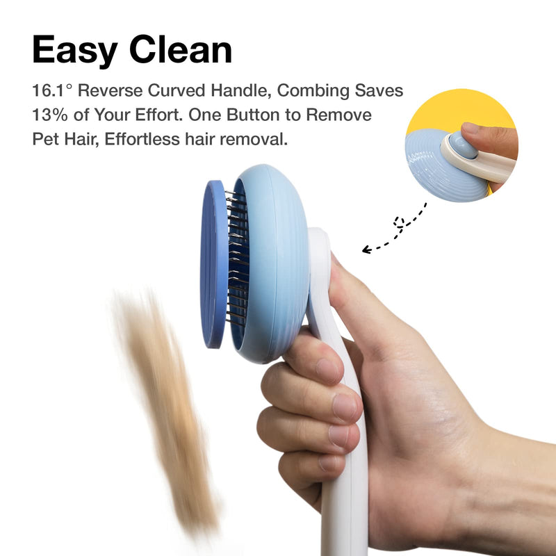 Self-Cleaning Slicker Brush for Pet Grooming: Removes Tangles, Loose Undercoat & Mats from Cats & Dogs (Blue) Blue - PawsPlanet Australia