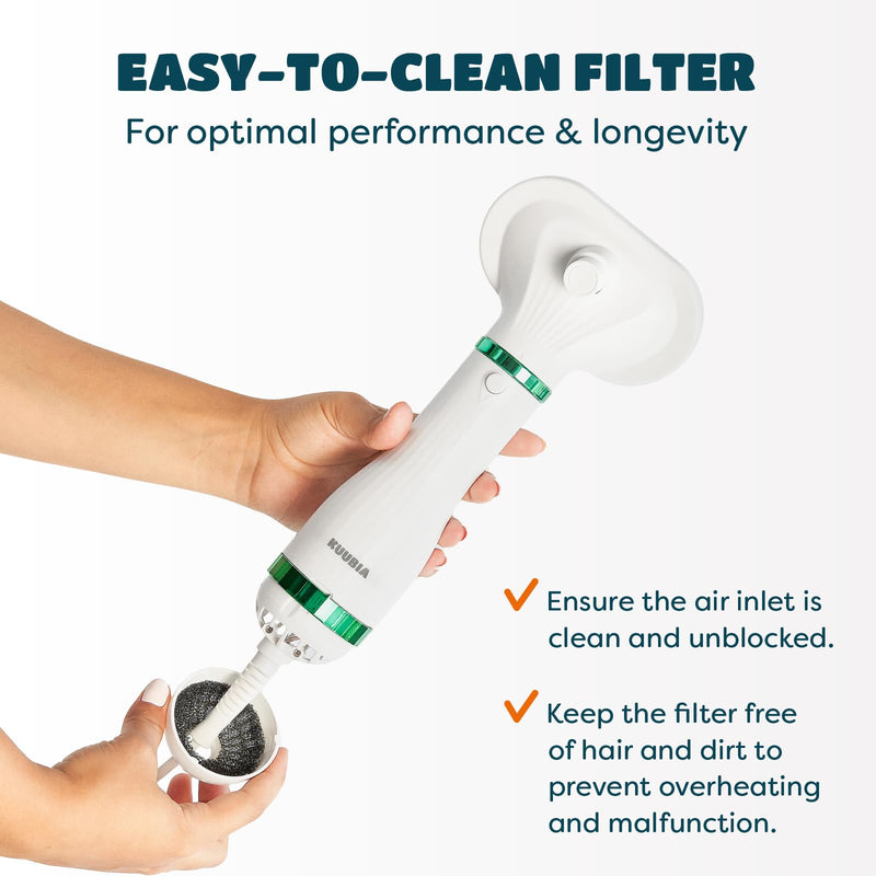 KUUBIA Pet Hair Dryer for Small and Medium-Sized Dogs and Cats | 2-in-1 Dog Hair Dryer with Self Cleaning Slicker Brush | Dog Blow Dryer | 300 Watts, Portable, Adjustable Temperature