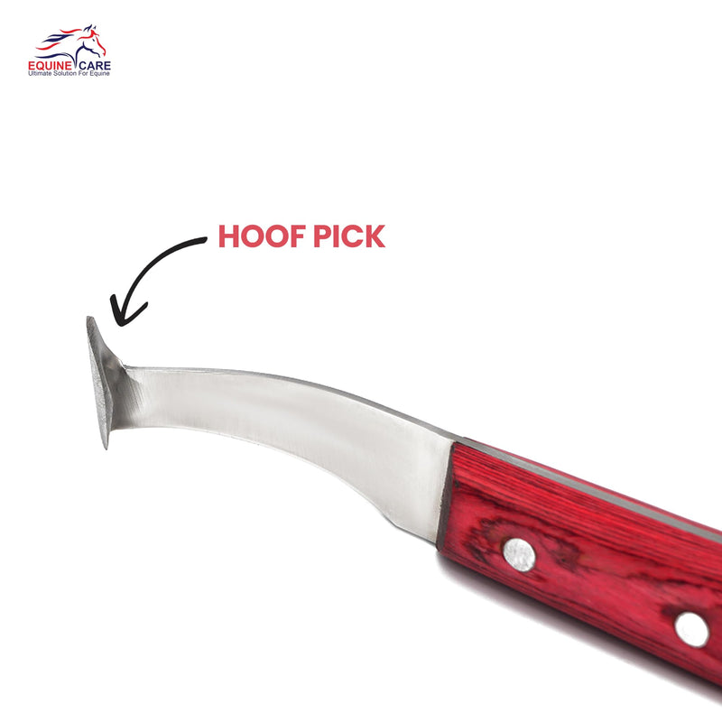 Hoof Knife - J2 Japanese Steel Blade with Hoof Pick, Brass Topper Sheet Handle - Farrier Tool for Horse & Cow Hoof Care, Shoeing, Trimming, and Supplies. (Right-Handed) Right-Handed - PawsPlanet Australia