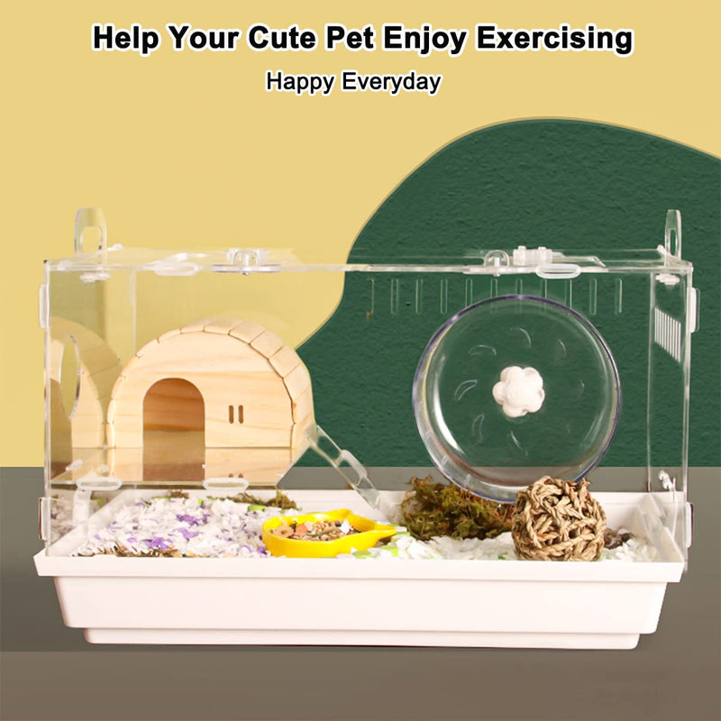 6.7inch Hamster Exercise Wheel, FHDUSRYO Transparent Hamster Running Wheel with Metal Stand, Silent Spinner Hamster Wheel, Pet Running Toy Cage Accessory for Small Animals, Mice Rat, Hedgehog - PawsPlanet Australia