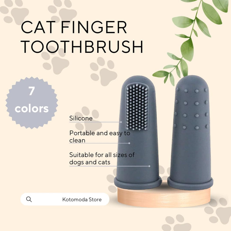 Cat Finger Silicone Toothbrush, Dog Tooth Brush with Food Grade Silicone, Keep pet's Mouth Clean and Reduce Gum Disease, Teeth & Gums Care for Dogs, Cats, and Pets (SoftGrey) Softgrey