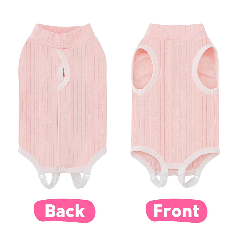 Coppthinktu Cat Recovery Suit for Female Cats After Spay, Breathable Cat Onesie Kitten Onesie Bodysuit, Cat Surgery Recovery Suit for Abdominal Wounds Anti Licking E-Collar Alternative Pink Medium