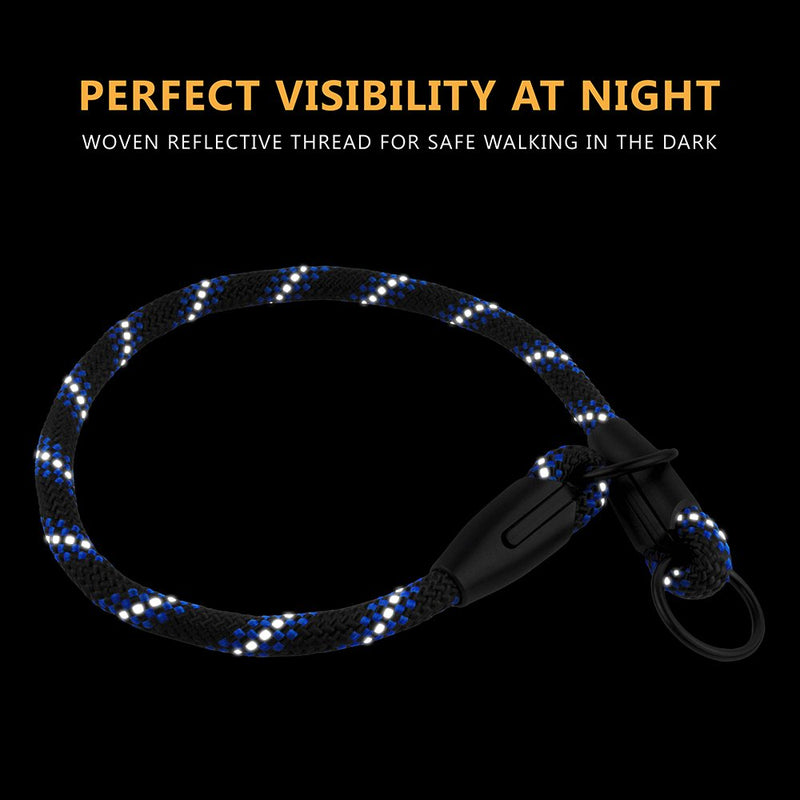BronzeDog Rope Pro Training Dog Collar Braided No Pull Quick Release Round Lead Collars for Dogs Small Medium Large Puppy (L - 21.7" Long, Blue) L - 21.7" Long - PawsPlanet Australia