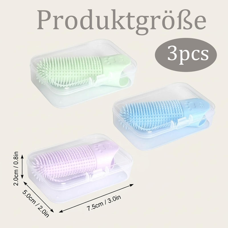 3-Piece Finger Brush Set for Dog Dental Care with Box, Dog Toothbrush Finger Brush, Tooth Finger Brush for Dogs and Cats, Easy to Use for Pet Owners
