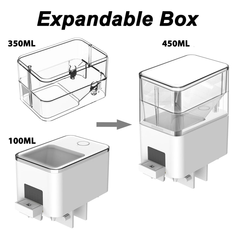 Automatic Fish Feeder Expandable Box Fish Food Storage Box, Removable, Suitable WP8622, WP8622L and KIVNIEHI WP8621N, Transparent Plastic Material, 350ML Large Capacity - PawsPlanet Australia