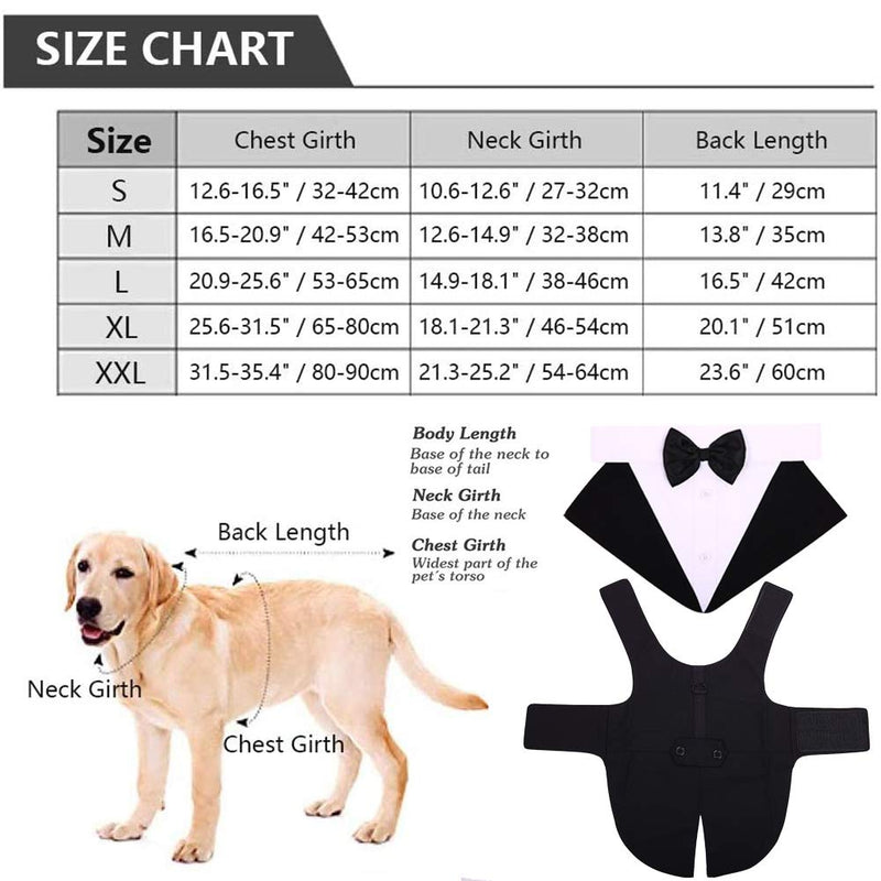 IDOMIK Dog Tuxedo Suit for Small Medium Large Dogs, Formal Dog Tuxedo Vest Suit with Detachable Bow Ties Collar & Bandana Scarf Set, Dog Wedding Attire Shirt for Birthday Party Costume Black XX-Large (Pack of 1)