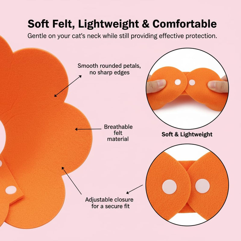 3-Piece Elizabethan Collar Set for Cats, Soft and Adjustable Post-Surgery Recovery Collars for Kittens, Puppies, and Rabbits (Pink, Orange, Yellow)