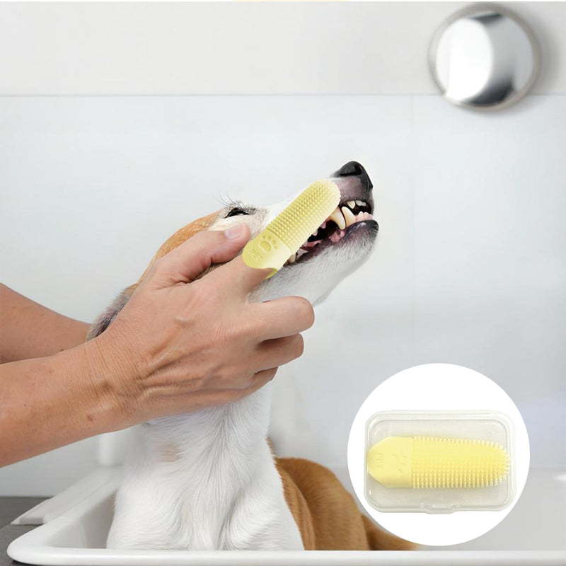 3 Pack Plaque Off Toothbrush for Dogs and Cats, 360° Silicone Pet Toothbrush with Protective Case, Pet Safe Silicone Puppy Teeth Cleaner for Teeth Cleaning Tartar Fights Bad Breath