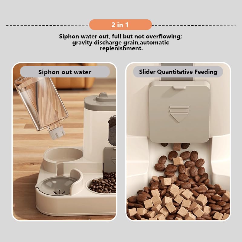 Two-in-One Upgraded Gravity Pets Feeder and Water Dispenser Combo Set, Pet Cat Dog Automatic Feeder and Water Dispenser for Small and Medium Pets Cats Dogs, Large Capacity & Washable Gray - PawsPlanet Australia