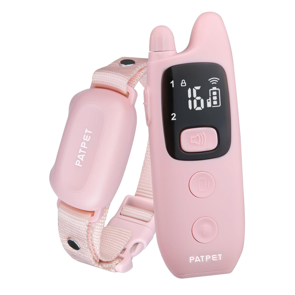 PATPET Dog Shock Collar with Remote - Waterproof Dog Training Collar for Small Medium Large Dogs with Beep, Vibration and 16 Static Levels Shock Pink One Collar