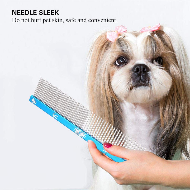 Regun Hair Comb - 3 Colors Pet Hair Trimmer Comb Dog Cat Hair Comb Anti-Static Comb Straight Row(BLUE) - PawsPlanet Australia