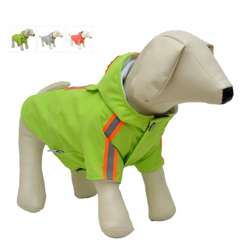 Fashion Hooded Pet Dog Raincoat, Lightweight Dog Rain Jacket Zipper Closure Rain Poncho with Reflective Strip for Small Medium Large Dogs Green XL XL (Medium Dog ~35lbs)