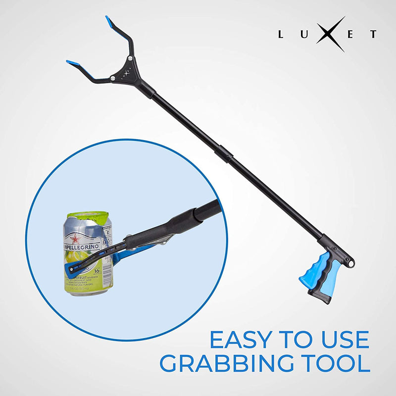 Grabber Reacher Tool - 26" Steel Portable Pick Up Stick - Strong Grip Magnetic Tip for Store Shelves Lightweight Garbage Litter Trash Picker Claw Grabber Tool for Elderly - by Luxet (Pink/Blue) Pink / Blue - PawsPlanet Australia