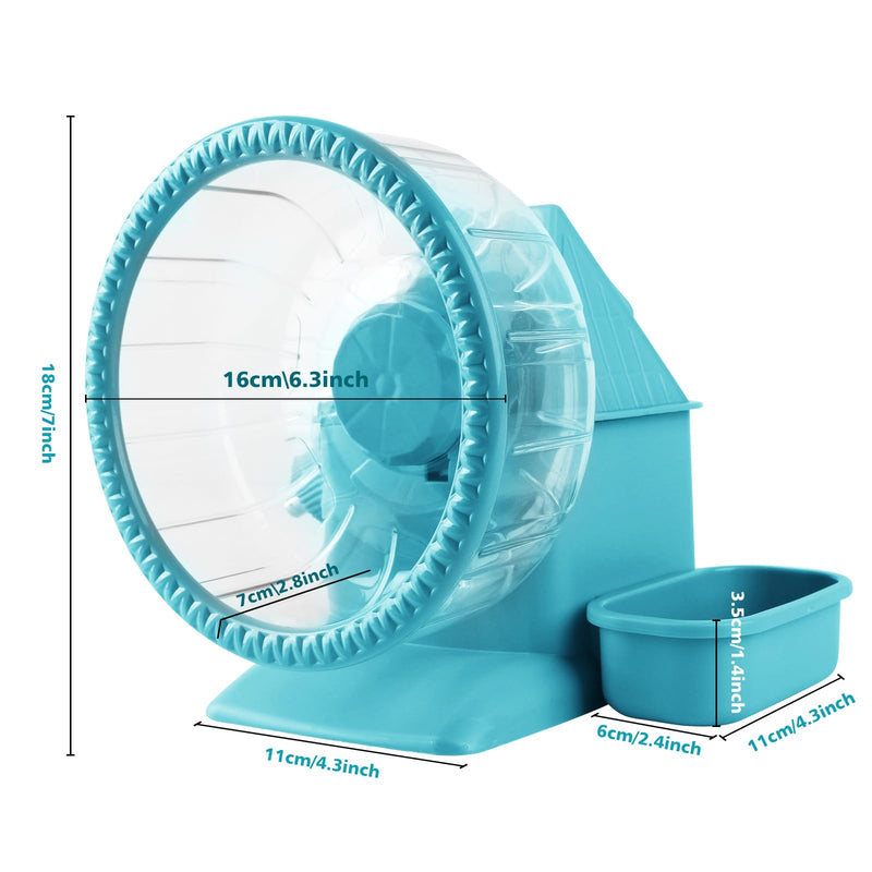Silent Hamster Wheel 7Inch Multifunctional Hamster Wheel Quite Running Spinner Wheel Accessories with Food Bowl Water Bottle for Hamsters Dwarf Gerbil Hedgehog Chinchilla (Blue) Blue - PawsPlanet Australia