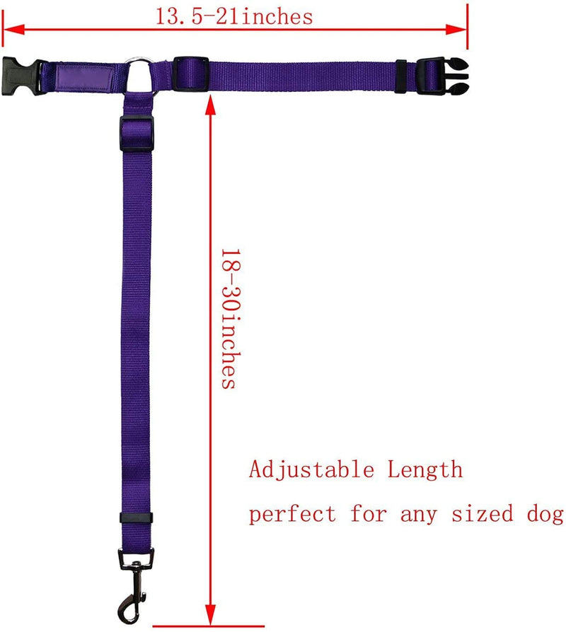 2 Packs Dog Cat Safety Seat Belt Strap Car Headrest Restraint Adjustable Nylon Fabric Dog Restraints Vehicle Seatbelts Harness Purple - PawsPlanet Australia