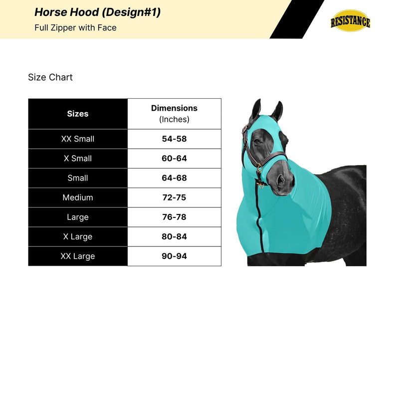 Resistance Horse Hood Slinky Lycra Zippered Mane Braid Shoulder Guard - Horse Sleazy Slickers Care Sheet X-Small Black