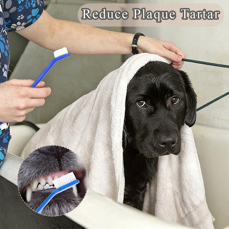 6 Pack Pet Toothbrush, Dual Headed Long Handle with Small Brush Head Teeth Cleaning Tool for Dogs, Cats, Puppy, Kitten and Most Pets Dental Care, Reduce Plaque Tartar(6 Color)