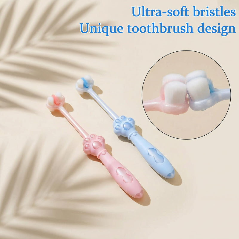 2 Pcs Puppy Tooth Brushing Kit 3-Sided Small Dog Toothbrush Puppy Toothbrushes Unique Head Teeth Brush Dogs Brush Addition Bad Breath Tartar Teeth for Small Medium Dogs