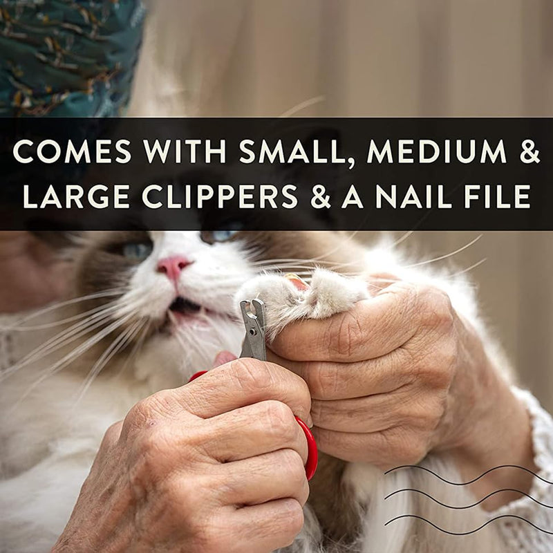 Pet Care Pedicure Kit for Dogs, Cats, Birds and Reptiles - Nail Clippers, File and Scissors Style Clippers Plus Case (2 Miller's Forge Nail Clippers, Small Scissors Style Clipper and One Nail File) - PawsPlanet Australia
