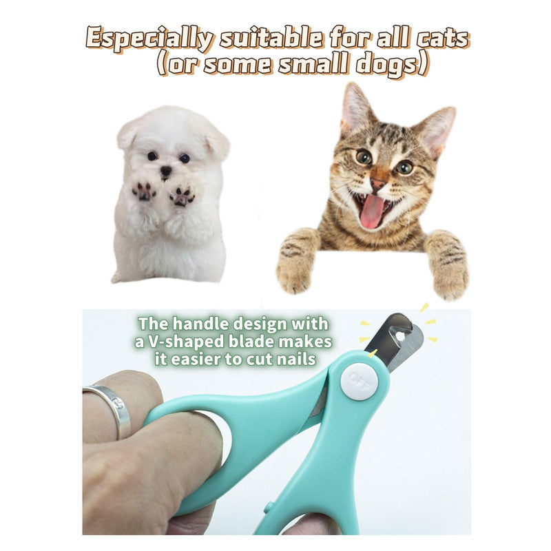 Cat Nail Clippers with V-Shaped Knife Edge -rofessional Stainless-Steel Claw Clipper Trimmer for Active Cats, Hamster, Rabbits, Birds, & Small Breed Animals -fridendly for Novice （Lake Blue）