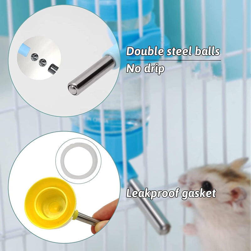 Hamster Water Bottle Small Animal Standing Water Dispenser Ceramic Base Cage Hanging Water Feeding Bottles Auto Dispenser for Hamster Guinea Pig Squirrel Rabbit Hedgehog (Yellow) Yellow - PawsPlanet Australia
