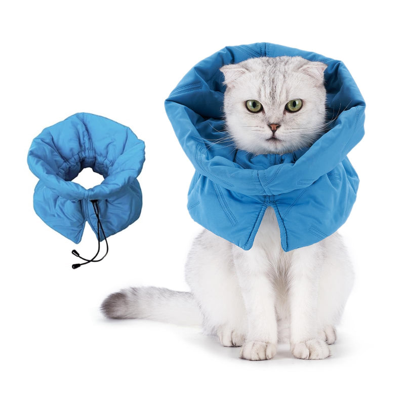 Cat Recovery Collar, Soft Adjustable Cat Cone Alternative, Lightweight Waterproof Fasteners Collars for Cats Kittens Puppies, After Surgery Stop Licking, Post-Surgery or Skin Protection Lake Blue Small
