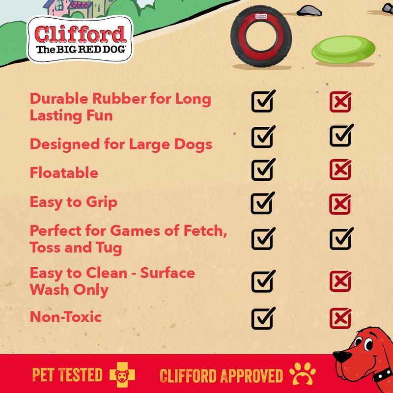 Clifford® Flying Disc Frisbee Dog Toy | 9.25" Durable Dog Frisbee | Quality, Strong Rubber Frisbee for Dogs for Fetch, Toss and Tug - PawsPlanet Australia