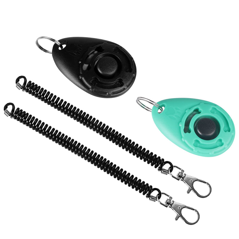 Diyife Clicker Training for Dogs, [2 Pcs] Dog Clicker for Training, Clicker Dog Training with Wrist Strap, Clicker for Pets, Dog Clicker Fits Dog Cat Horse Behavioral Training,Black &Water Lake Blue - PawsPlanet Australia