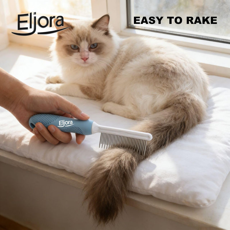 Premium Pet Grooming & Dematting Comb – Stainless Steel Teeth, Comfortable Non-Slip Grip, Gentle & Effective for Short and Long-Haired Dogs and Cats