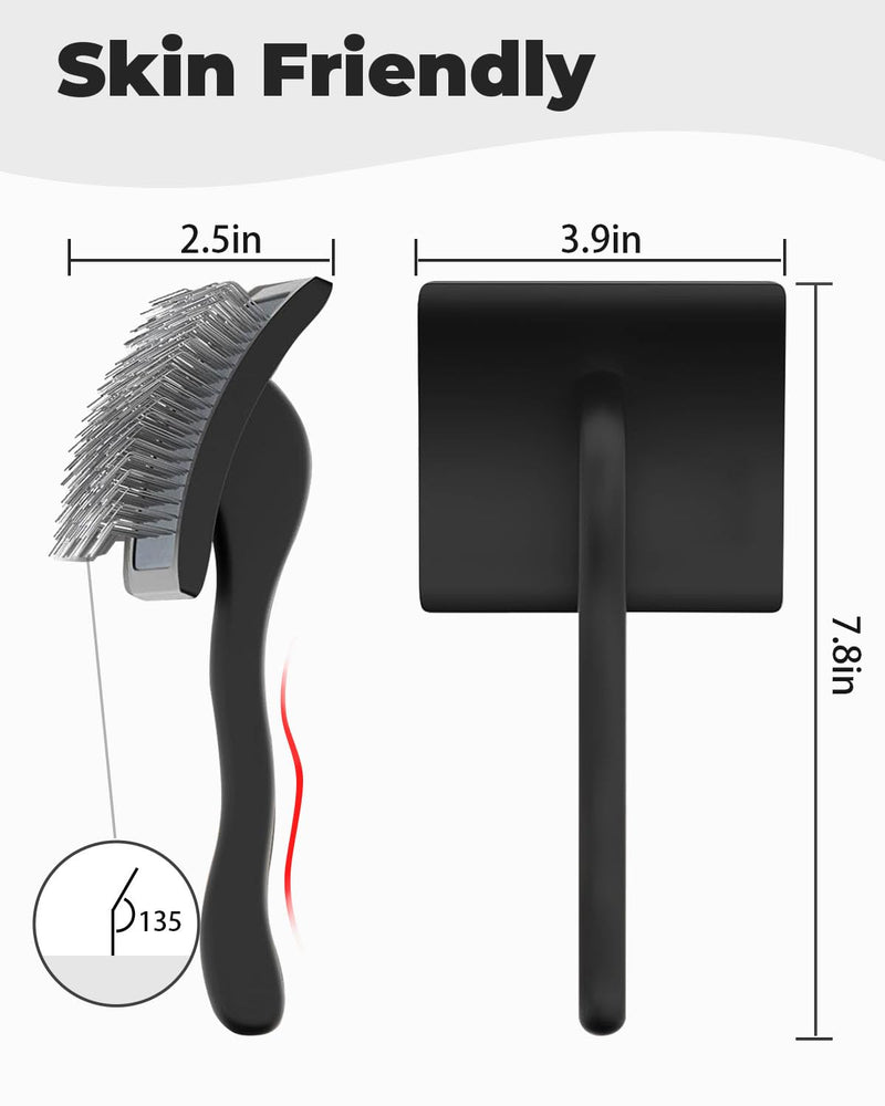 Professional Pet Slicker Brush for Long Haired Dogs&Cats Large Grooming Tool for Dematting, Detangling, Removes Loose Fur,Suitable for Doodles,Poodles,Goldendoodle, Labradoodle, Long Thick Curly Coats Black - PawsPlanet Australia
