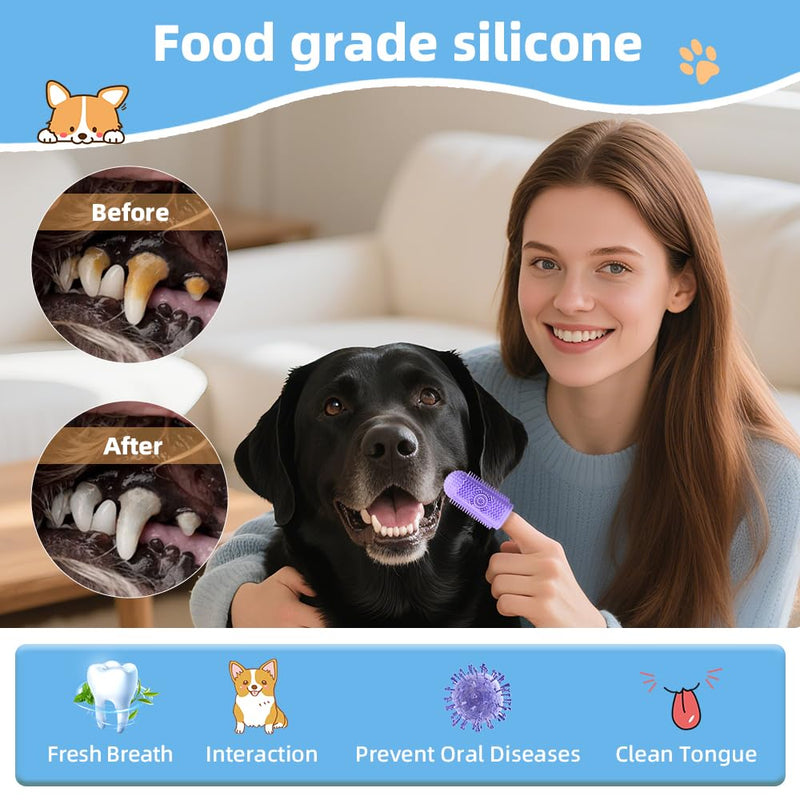 6Pcs Silicone Dog Toothbrush,360° Dog Tooth Brushing Kit,Finger Toothbrush,Cat Tooth Brush,Teeth Cleaning,Dogs Cats Teeth Cleaning Dental Care - PawsPlanet Australia