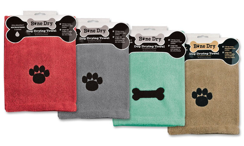 Bone Dry Embroidered Pet Grooming Towel Collection, Absorbent Microfiber X-Large, 41x23.5, Red